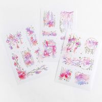 Stickers - Pink Flowers Gold Highlight Koi Lanterns (3 Sheets) (NEW)