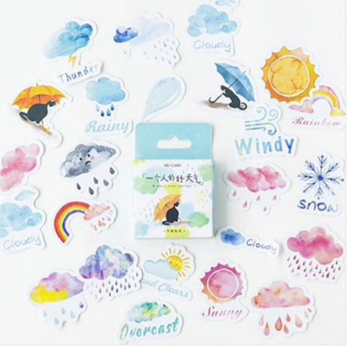 Stickers - Umbrella Cat - Assorted Weather Stickers (46pcs box)