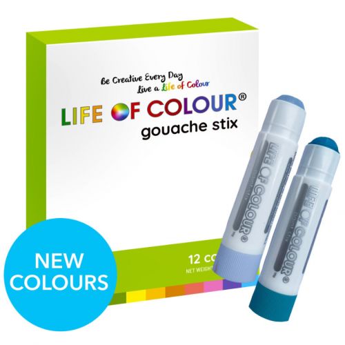 Life of Colour - Pastel Gouache Paint Stix - Set of 12 (NEW)
