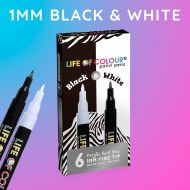 Life of Colour - Black and White Paint Pens - Fine Tip (1mm) (NEW)