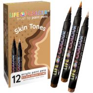 Life of Colour - Skin Tone Brush Tip Acrylic Paint Pens - Set of 12 (NEW)