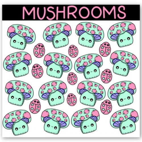 Stickers - Pastel Mushrooms (1 sheet)
